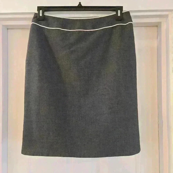 Amanda Smith 100% Wool Knee Length Skirt Gray Ivory Womens Size 12 - Picture 1 of 7